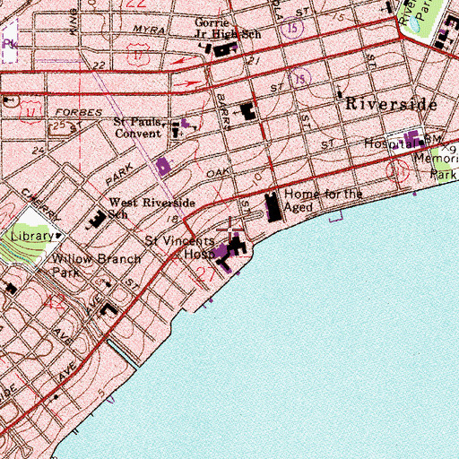 Topographic Map of Saint Vincent's Medical Center Riverside, FL
