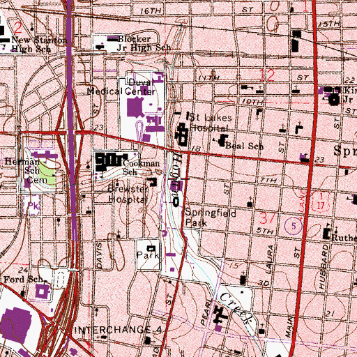Topographic Map of Methodist Hospital, FL