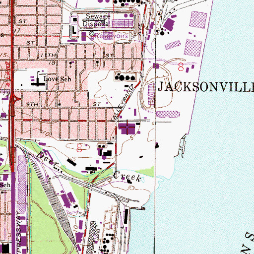 Topographic Map of University Hospital of Jacksonville, FL