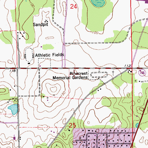 Topographic Map of Pinecrest Memorial Gardens, FL