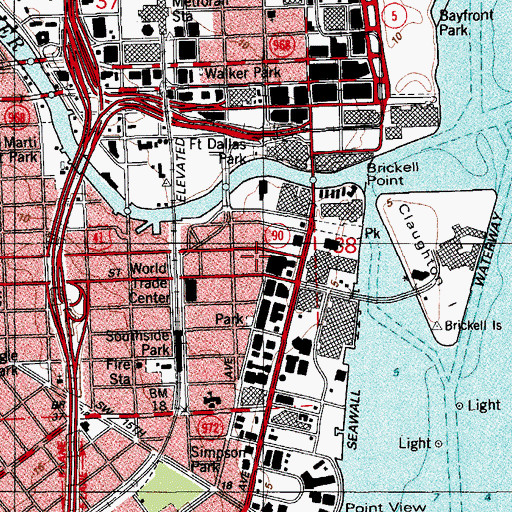 Topographic Map of Miami General Hospital, FL