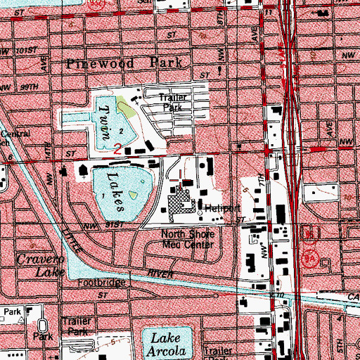 Topographic Map of North Shore Medical Center, FL