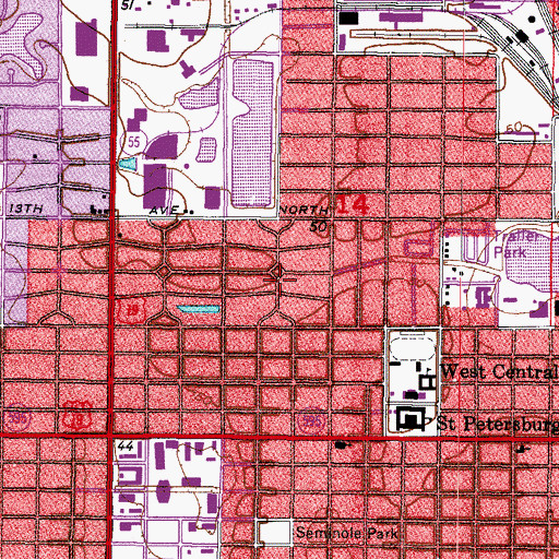 Topographic Map of Saint Petersburg Public Library, FL