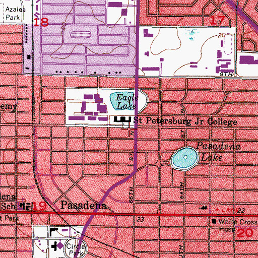 Topographic Map of Saint Petersburg Junior College - Saint Petersburg Library, FL