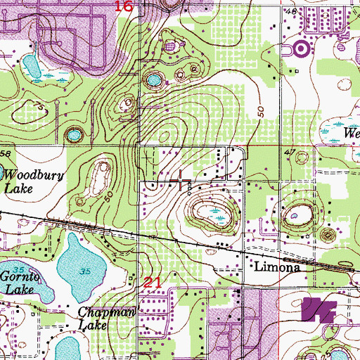 Topographic Map of Hillsboro Memorial Gardens, FL