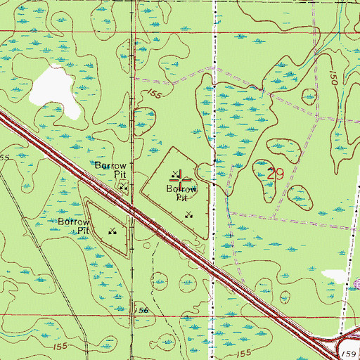 Topographic Map of Borrow Pit Pond, FL
