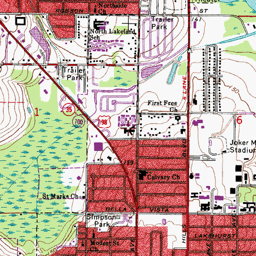 Topographic Map of Palmview Hospital, FL