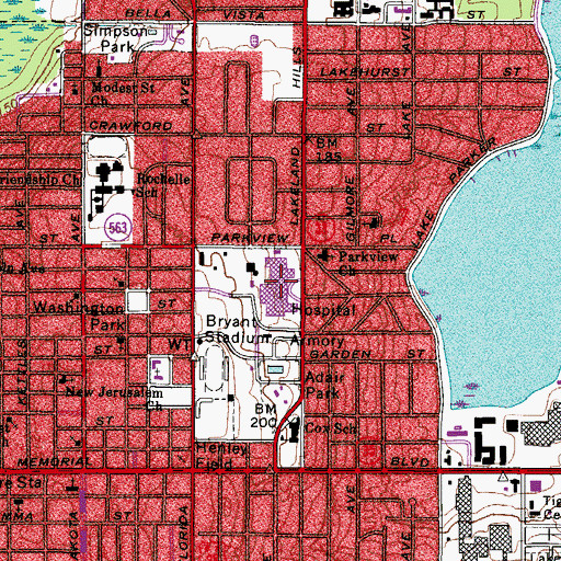 Topographic Map of Lakeland Regional Health Medical Center, FL