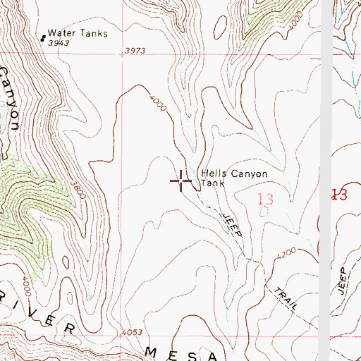 Topographic Map of Hells Canyon Tank, AZ