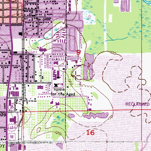 Topographic Map of Polk General Hospital, FL