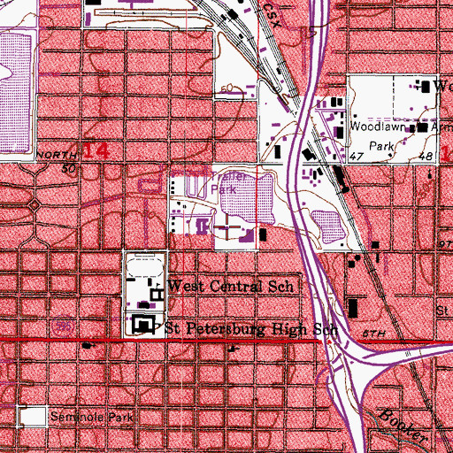Topographic Map of Edward White Hospital, FL