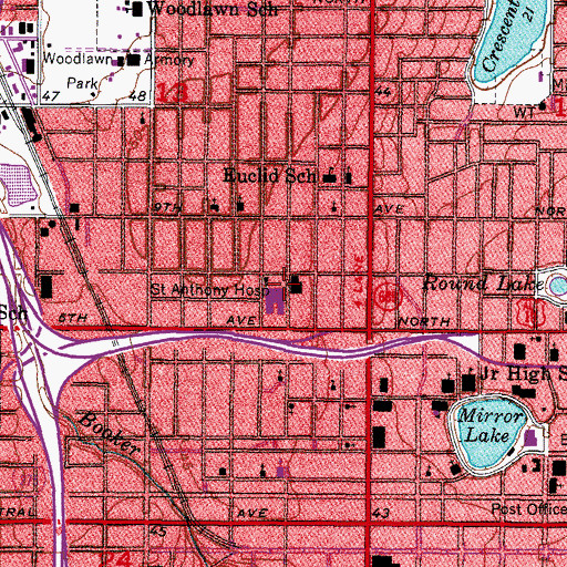 Topographic Map of Saint Anthonys Hospital, FL