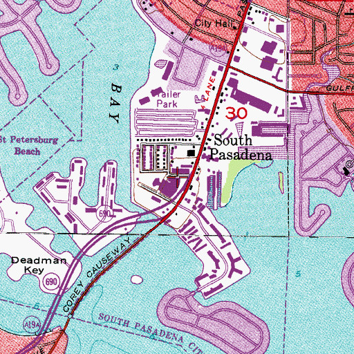Topographic Map of Palms of Pasadena Hospital, FL