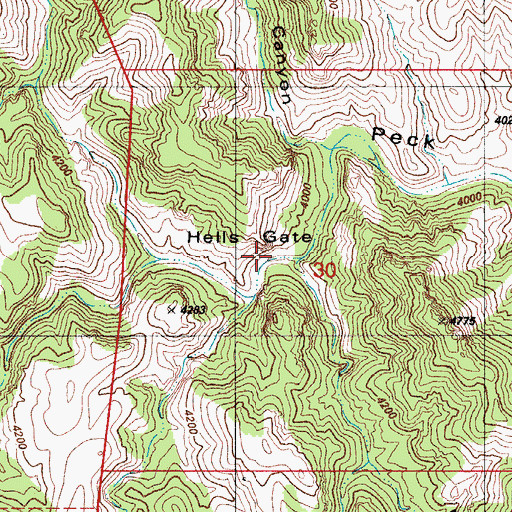 Topographic Map of Hells Gate, AZ