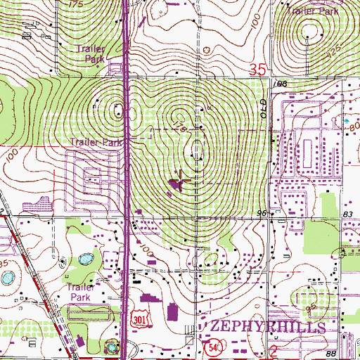 Topographic Map of Florida Hospital Zephyrhills, FL