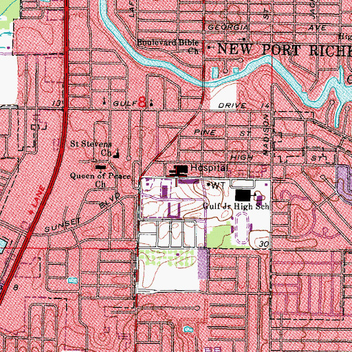 Topographic Map of Medical Center of Trinity, FL