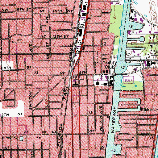 Topographic Map of Fair Oaks Hospital at Boca/Delray, FL