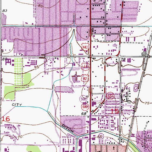 Topographic Map of Florida Hospital Kissimmee, FL