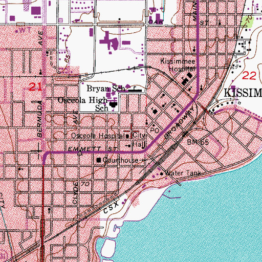 Topographic Map of Humana Hospital Kissimmee, FL