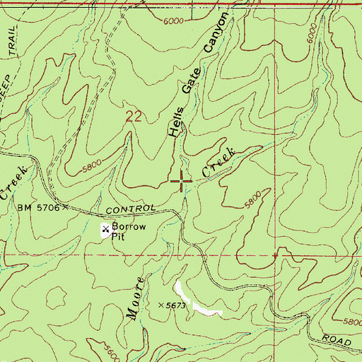 Topographic Map of Hells Gate Canyon, AZ