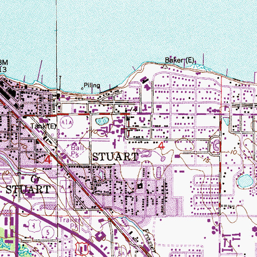 Topographic Map of Martin County Public Library, FL
