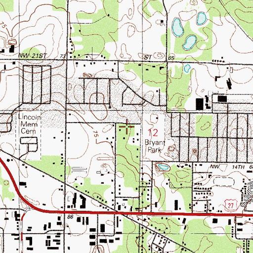 Topographic Map of Lincoln Memorial Gardens of Ocala, FL