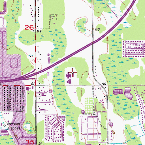 Topographic Map of Florida Hospital East Orlando, FL