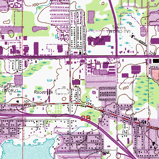 Topographic Map of Brookwood Community Hospital, FL