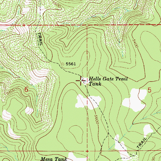 Topographic Map of Hells Gate Trail Tank, AZ