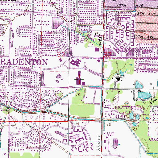 Topographic Map of Blake Medical Center, FL