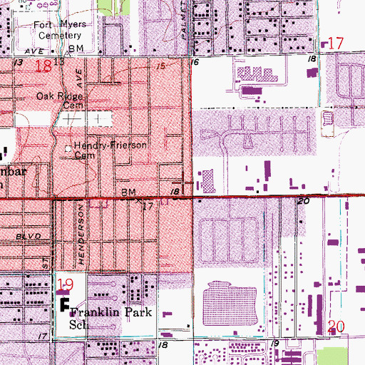 Topographic Map of Charter Glade Hospital, FL