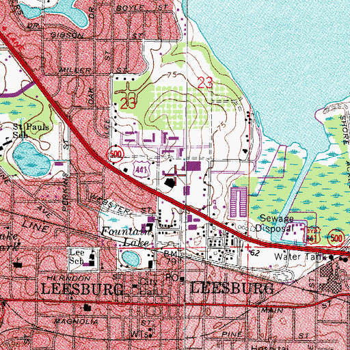 Topographic Map of Lake Community Hospital, FL