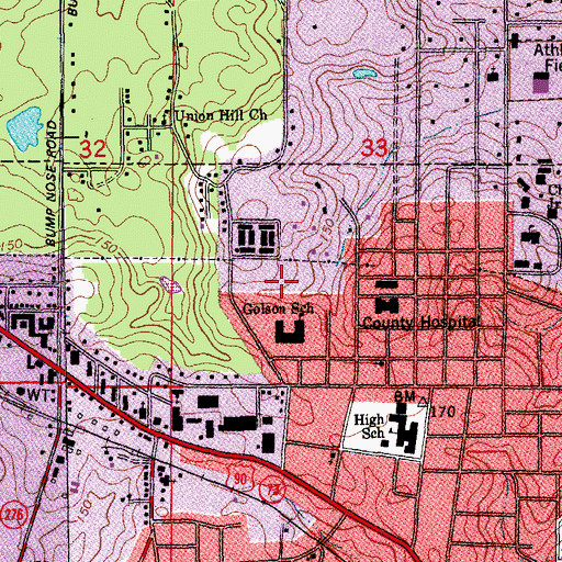 Topographic Map of Jackson Hospital, FL