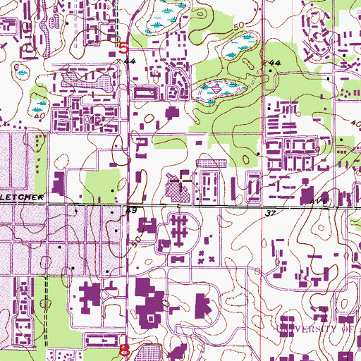 Topographic Map of Florida Hospital Tampa, FL