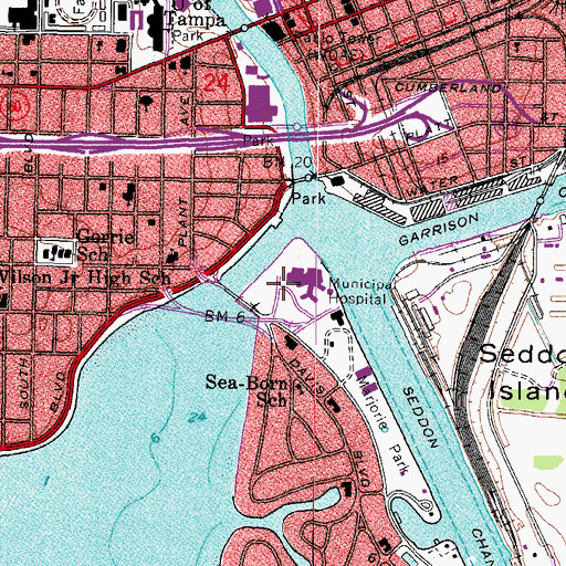 Topographic Map of Tampa General Hospital, FL