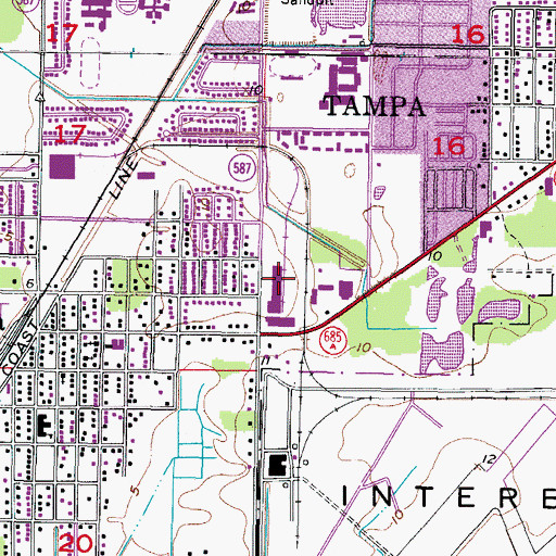 Topographic Map of Tampa Bay Community Hospital, FL