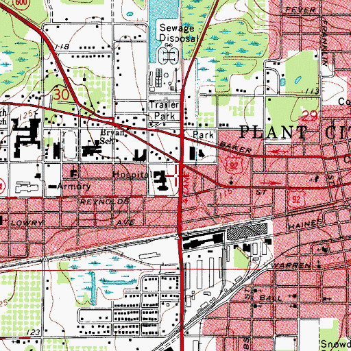 Topographic Map of South Florida Baptist Hospital, FL