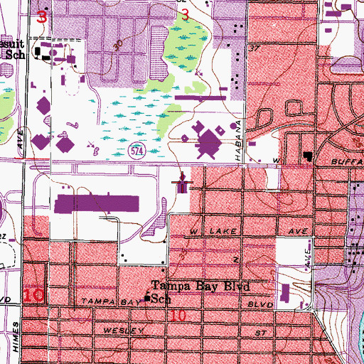 Topographic Map of Saint Joseph's Women's Hospital, FL