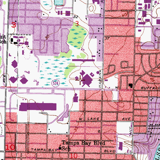 Topographic Map of Saint Joseph's Hospital, FL