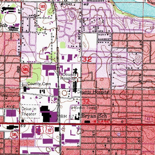 Topographic Map of Hillsborough County Hospital, FL