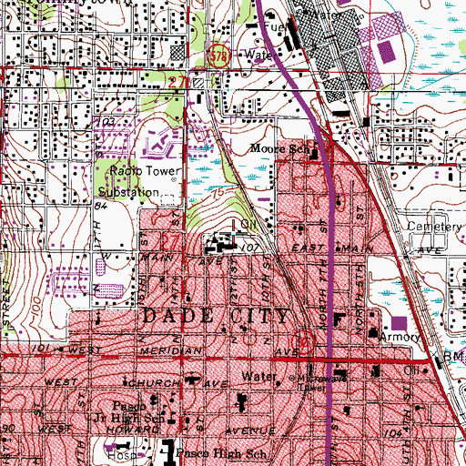 Topographic Map of Rodney B Cox Elementary School, FL