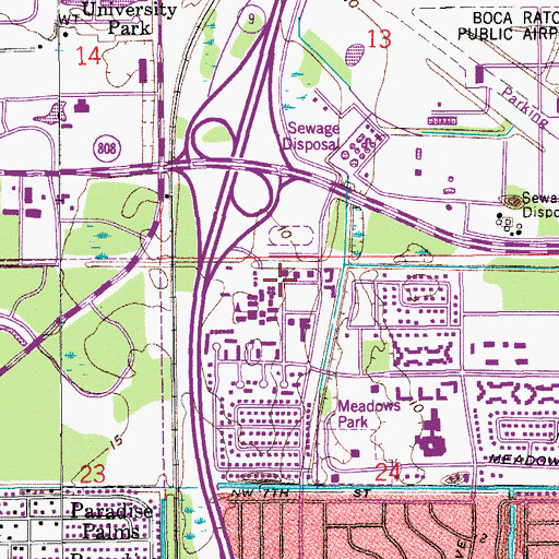 Topographic Map of Boca Raton Community High School, FL