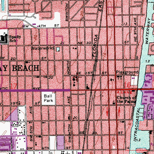 Topographic Map of Delray Beach Elementary School, FL