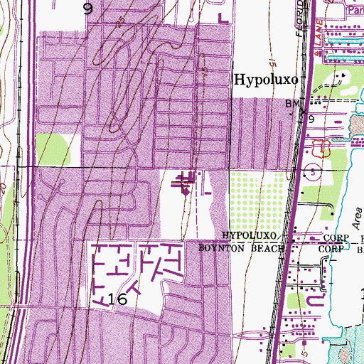 Topographic Map of Rolling Green Elementary School, FL