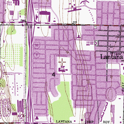Topographic Map of Lantana Middle School, FL