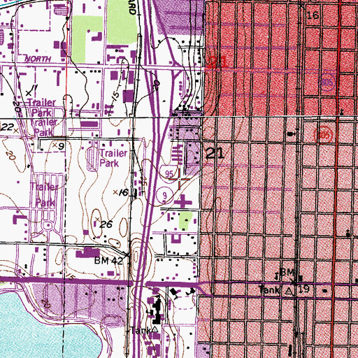 Topographic Map of Highland Elementary School, FL