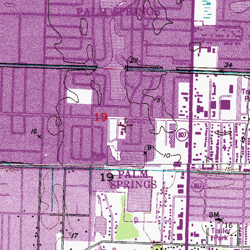 Topographic Map of Palm Springs Elementary School, FL