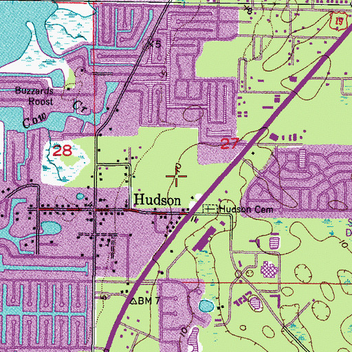 Topographic Map of Hudson Elementary School, FL