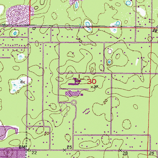 Topographic Map of Hudson Middle School, FL