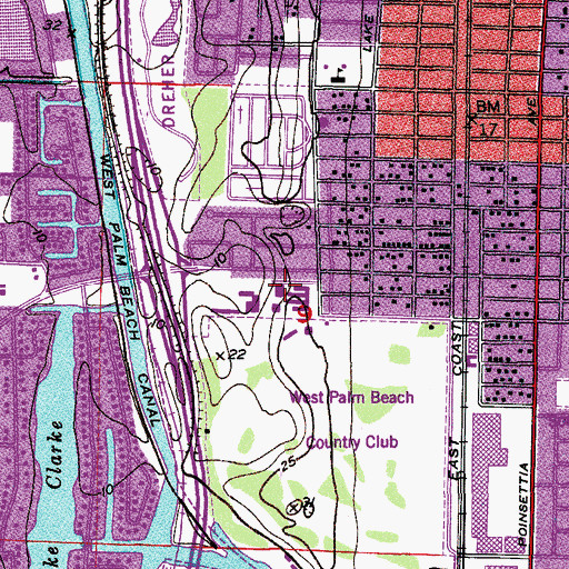 Topographic Map of Forest Hill Community High School, FL